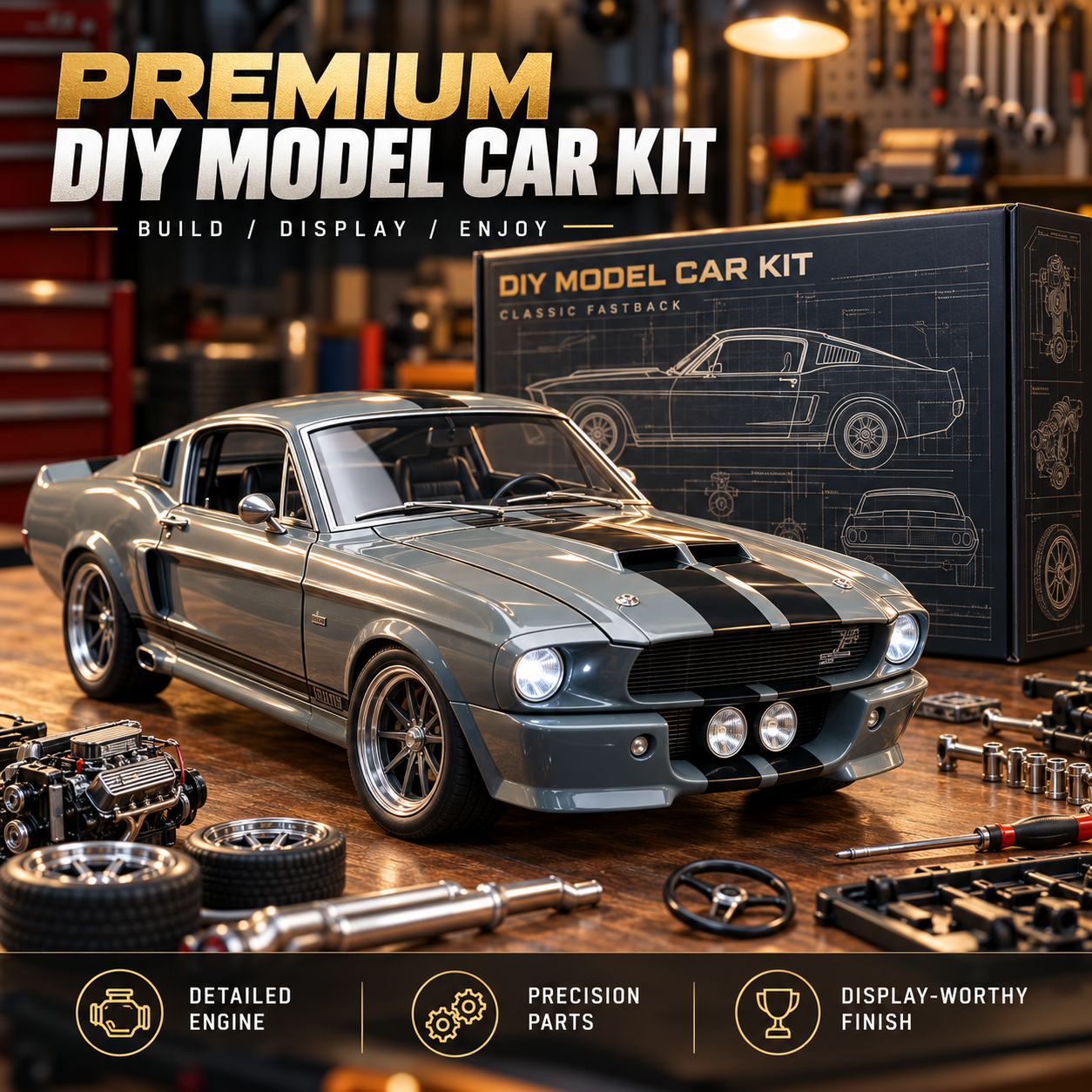 🏎️ 1967-Inspired GT500 Fastback DIY Model Car Kit – Build & Display ...