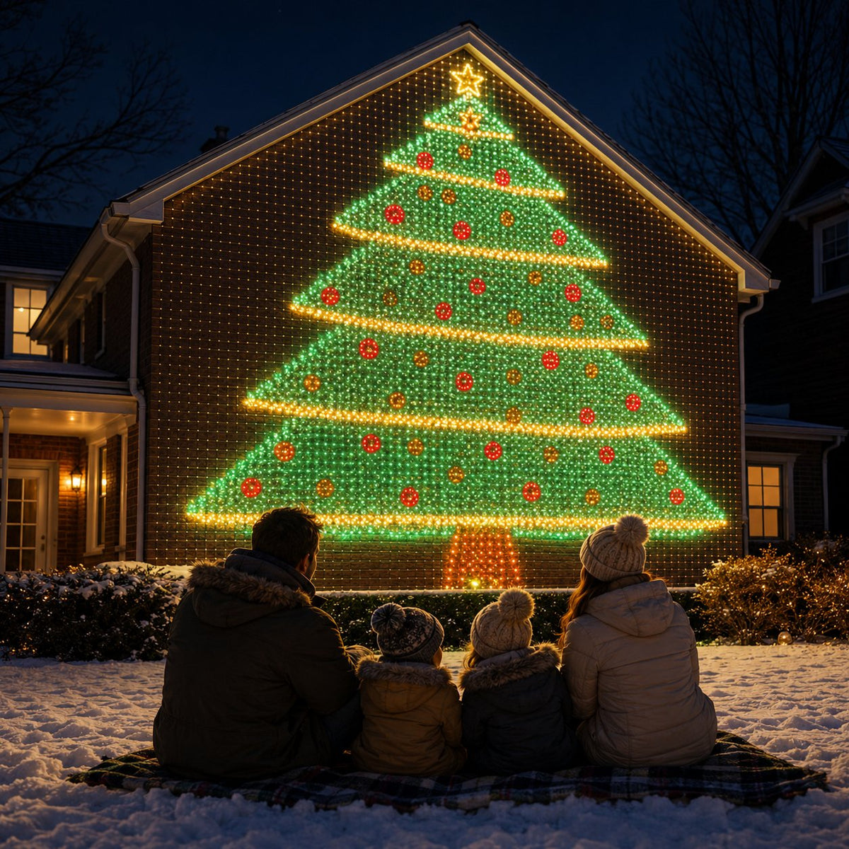 🎇✨Christmas LED House Net & Smart Outdoor Wall Curtain Light