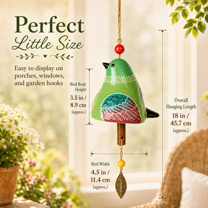 ✨ Hand-Painted Resin Bird Wind Chime, Colorful Folk Art Garden Hanging Decor🎁
