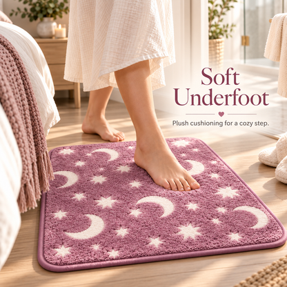 🌙 Haunted Moonlight Glow Bath Mat Set – 3-Piece Halloween Celestial Floor Decor