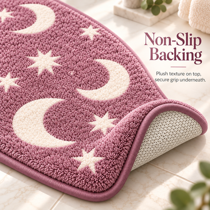 🌙 Haunted Moonlight Glow Bath Mat Set – 3-Piece Halloween Celestial Floor Decor