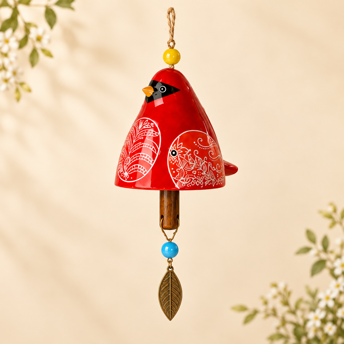 ✨ Hand-Painted Resin Bird Wind Chime, Colorful Folk Art Garden Hanging Decor🎁
