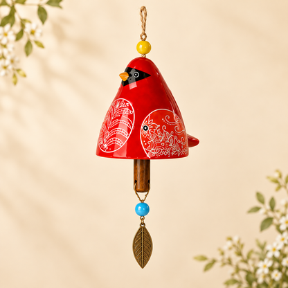✨ Hand-Painted Resin Bird Wind Chime, Colorful Folk Art Garden Hanging Decor🎁