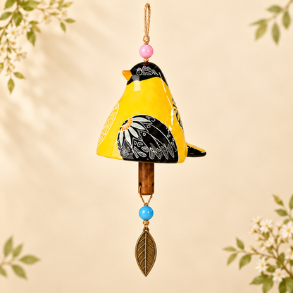 ✨ Hand-Painted Resin Bird Wind Chime, Colorful Folk Art Garden Hanging Decor🎁