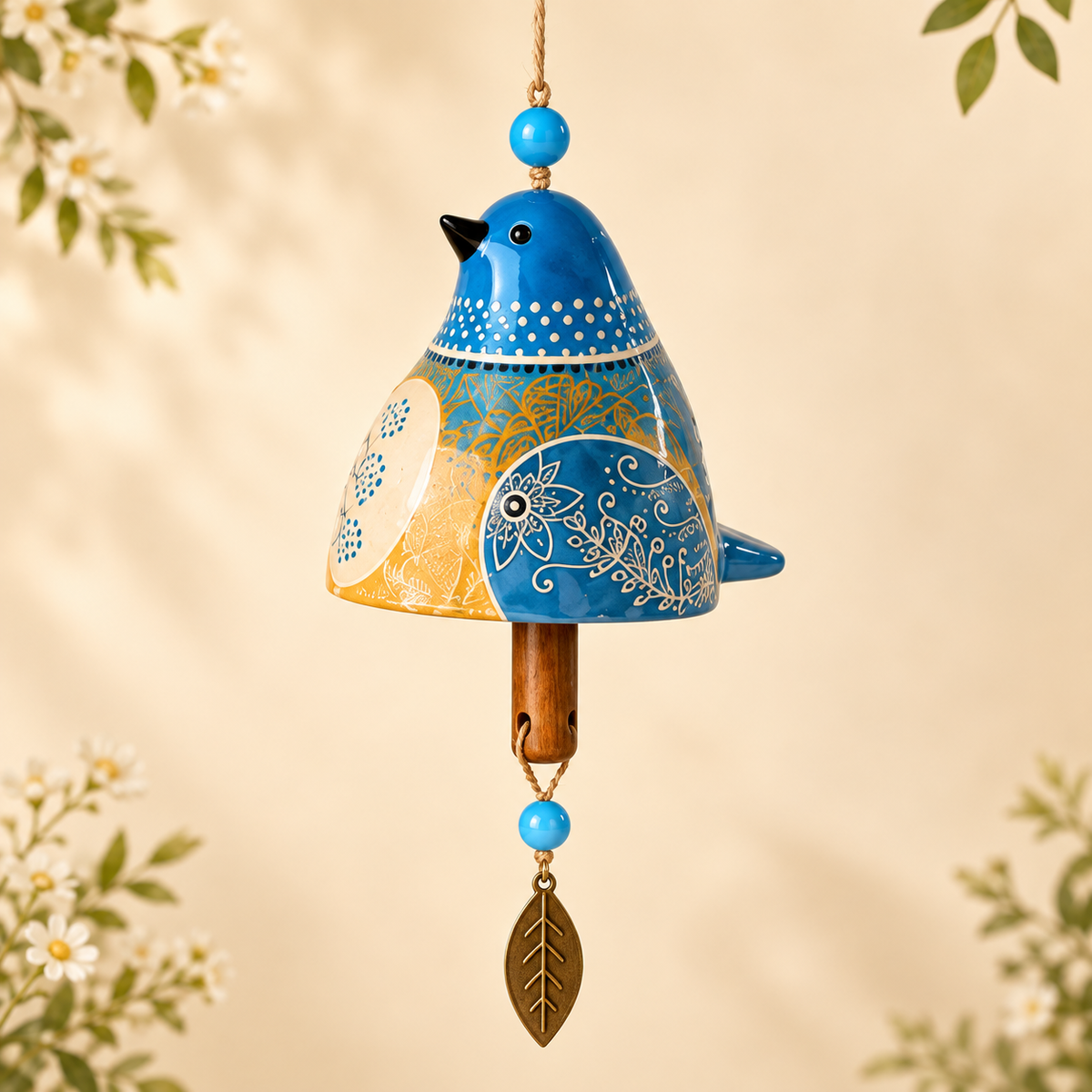✨ Hand-Painted Resin Bird Wind Chime, Colorful Folk Art Garden Hanging Decor🎁
