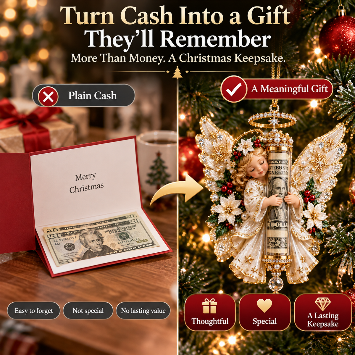 👼💗Christmas Angel Cash Holder Ornament