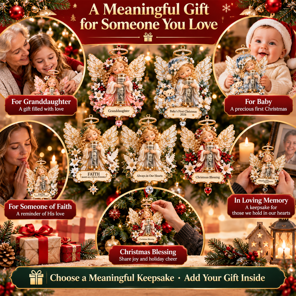 👼💗Christmas Angel Cash Holder Ornament